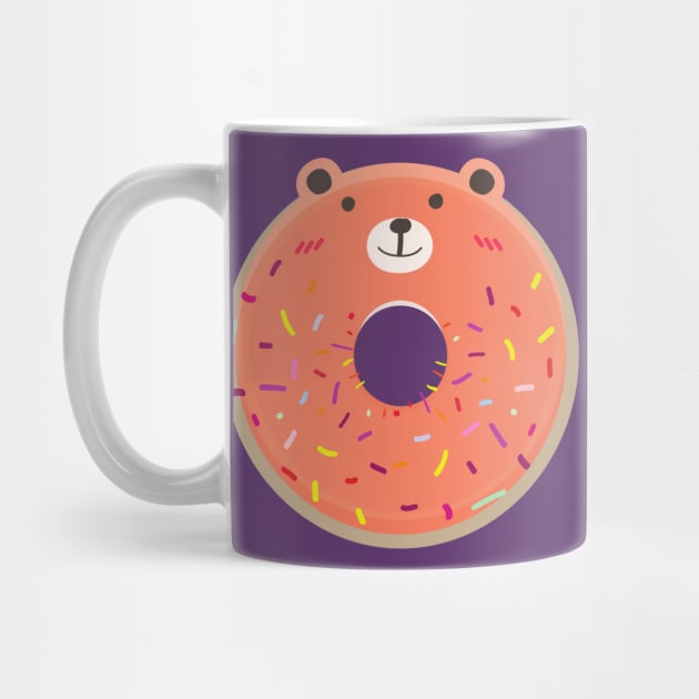 Orange Bear Cute Donut by InkyArt